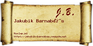 Jakubik Barnabás névjegykártya