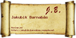 Jakubik Barnabás névjegykártya